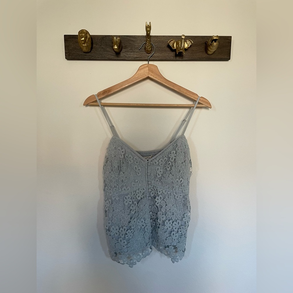 Abercrombie & Fitch Light Blue Lace Peplum Top